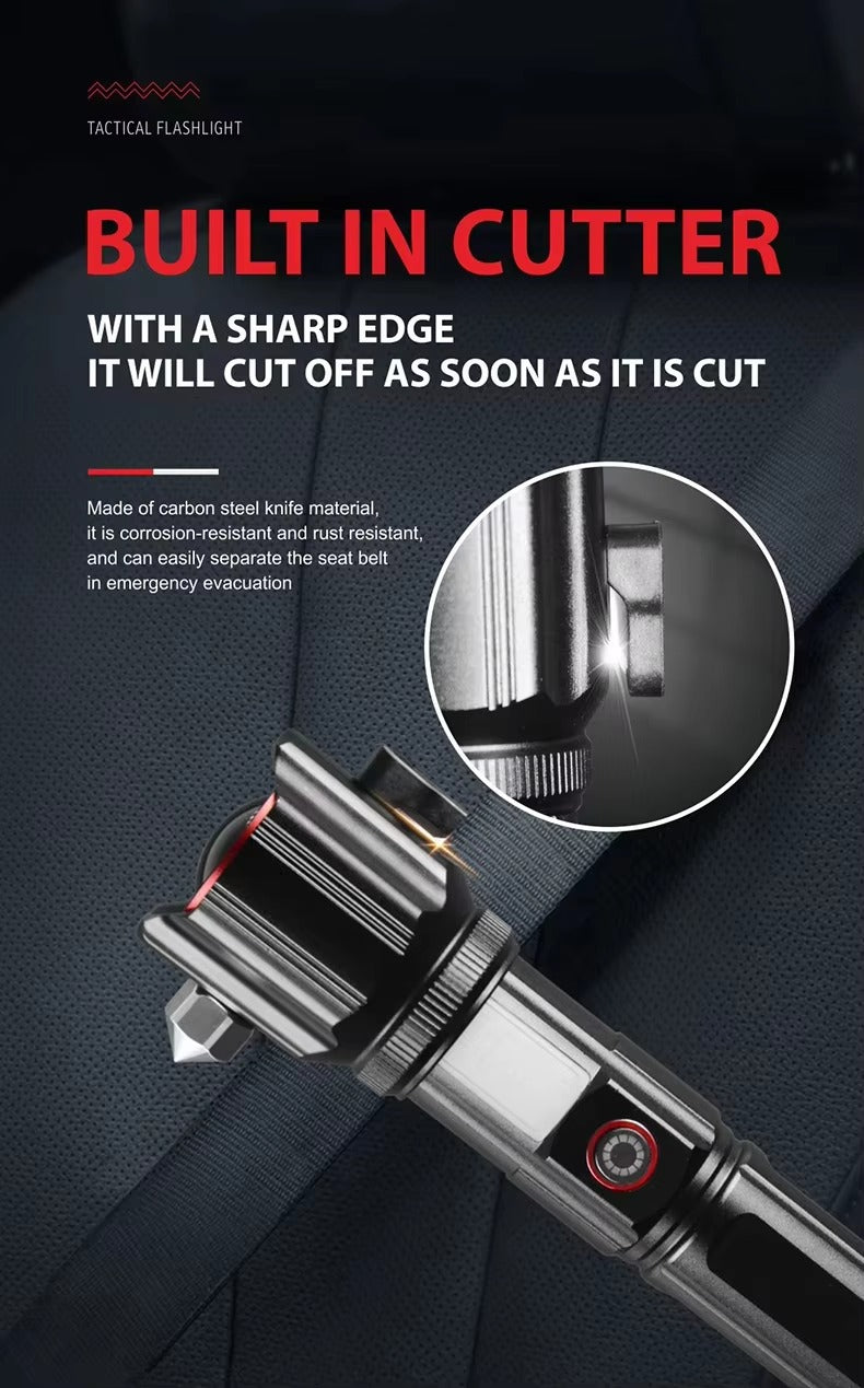 Safety Hammer Red Blue Alarm Telescopic Zoom Usb Rechargeable Cob Aluminum Alloy White Led Torches Lights Tactical Flashlight